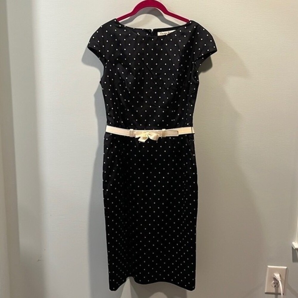 Christian Dior resort 2010 navy polka dot dress FR42/US10 - Picture 3 of 5